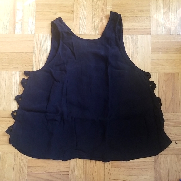 Garage Black Halter Crop Top with Side Cut Out Design - Picture 2 of 8